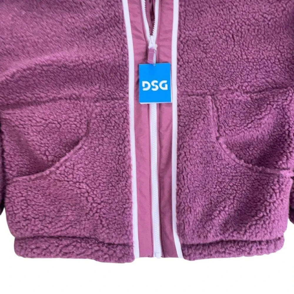 DSG Girls Purple Fuzzy Fleece Full Zip Jacket L (14) NWT WINTER GEAR‎ COAT